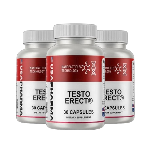 TestoErect bottle — USA Pharmacy men's health supplement